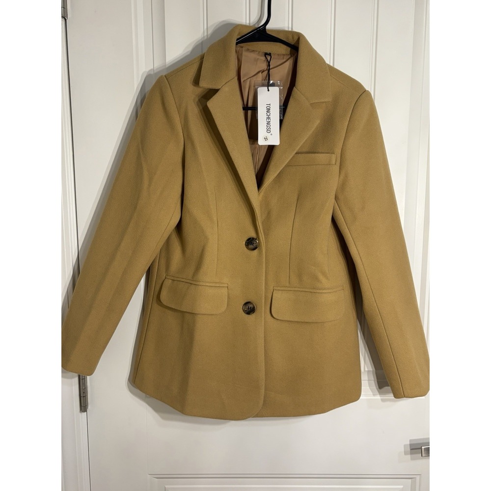 Tonchengsd‎ Women's Khaki Wool Blend Blazer Suit Jacket Size Small